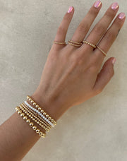 2MM Signature Bracelet with 14K Heart Bead-Yellow Gold Filled Bracelet-Karen Lazar Design-5.75-Karen Lazar Design