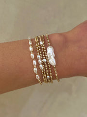 2MM Signature Bracelet with Rice Pearl Gold Pattern