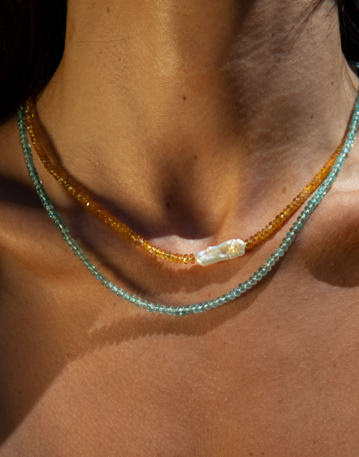 Smooth Apatite Necklace-Necklaces-Karen Lazar Design-14-16"-Karen Lazar Design