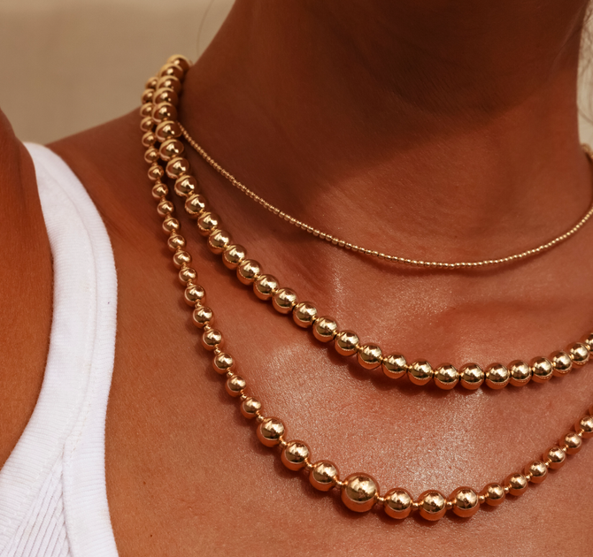 Vintage 14k deals gold bead necklace