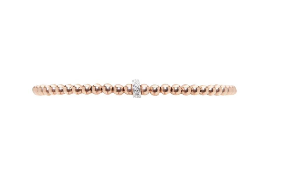2MM Signature Bracelet with 14K Gold Diamond Bead