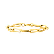 14K Yellow Gold Medium Paperclip Chain Bracelet Gold Filled Bracelet with Diamond