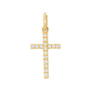 14k Yellow Gold Diamond Cross Necklace Charm-Karen Lazar Design-Karen Lazar Design