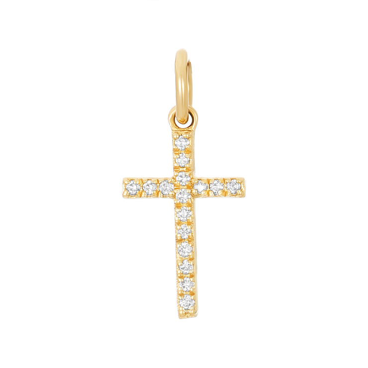 14k Yellow Gold Diamond Cross Necklace Charm