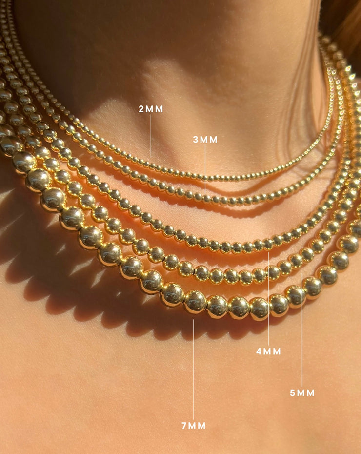 7MM Signature Beaded Necklace-Karen Lazar Design-13-15"-Yellow Gold-Karen Lazar Design