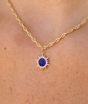 Lapis and Diamond Sunburst Charm