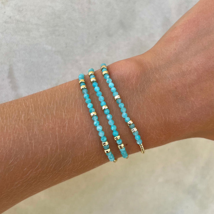 2MM Signature Bracelet with Amazonite and Hammered Rondelles