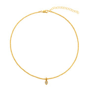 2mm Signature Necklace With Moonstone Drop Charm-Yellow Gold Filled Bracelet with Diamonds-Karen Lazar Design-14-16"-Yellow Gold-Karen Lazar Design