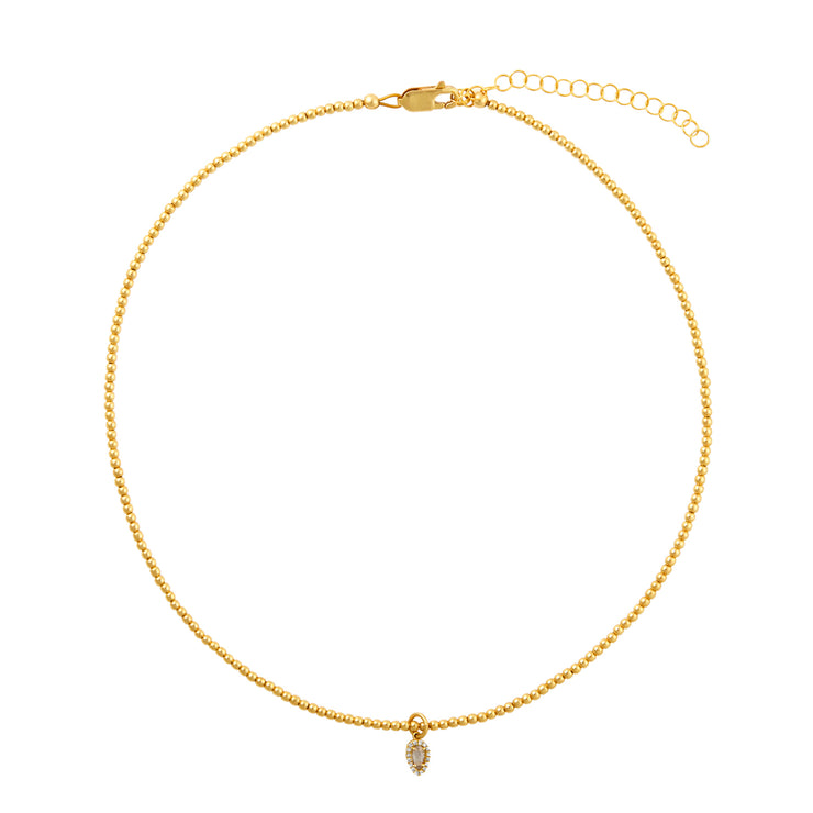 2mm Signature Necklace with Small Diamond Drop Charm-Yellow Gold Filled Bracelet with Diamonds-Karen Lazar Design-14-16"-Yellow Gold-Karen Lazar Design