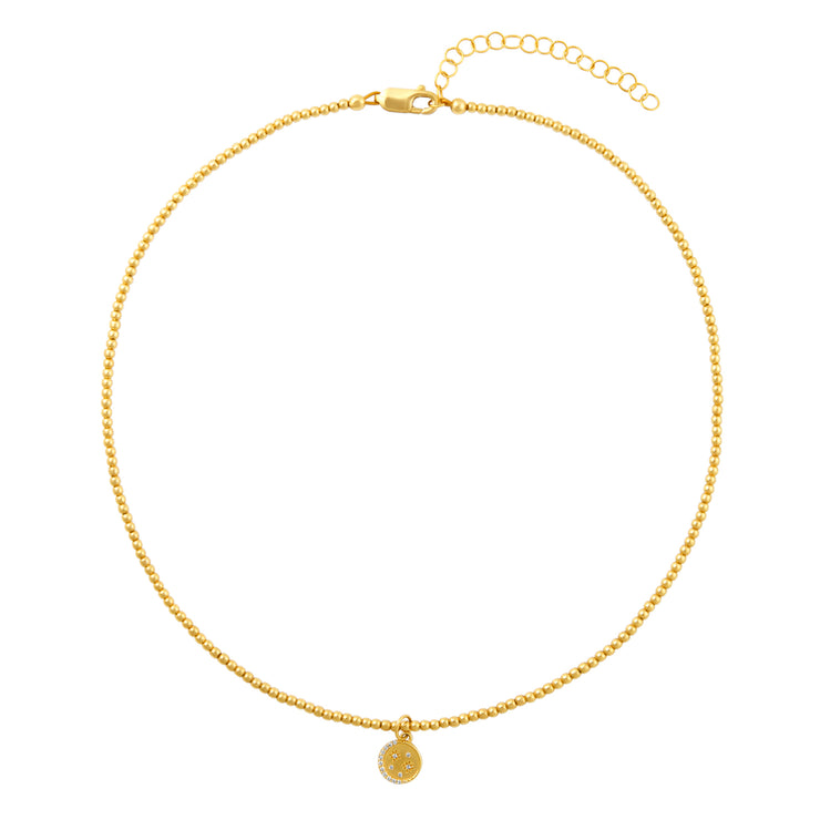 2mm Signature Necklace With Star And Moon Charm Yellow Gold Filled Bracelet with Diamonds