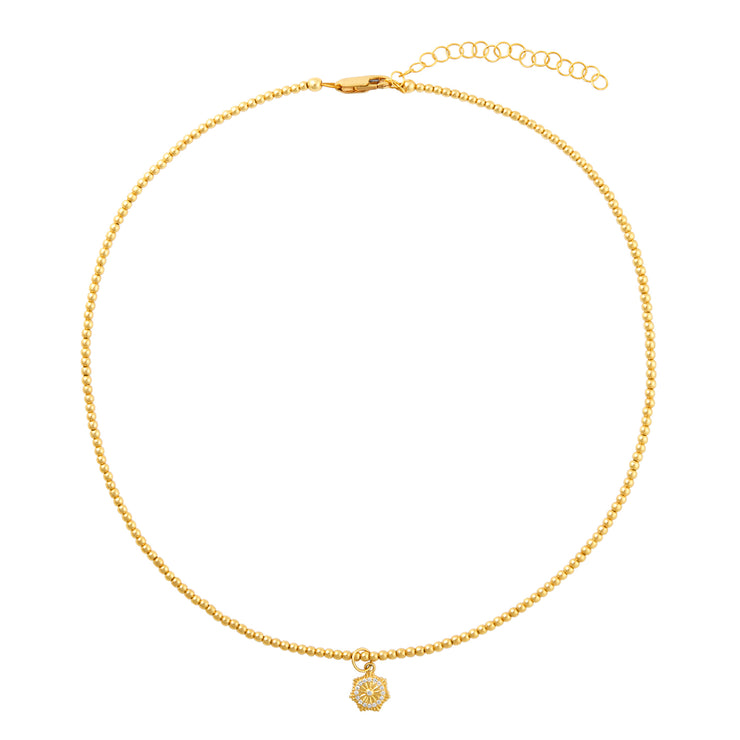 2mm Signature Necklace With Tiny Diamond Starburst Charm Yellow Gold Filled Bracelet with Diamonds