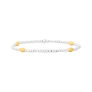 2MM Sterling Silver Bracelet with Yellow Gold Orzo Pattern Signature Mixed Metal Bracelets