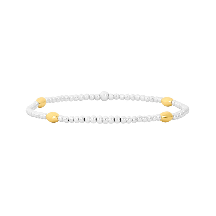 2MM Sterling Silver Bracelet with Yellow Gold Orzo Pattern Signature Mixed Metal Bracelets