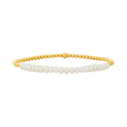 2MM Signature Bracelet with White Pearl-Karen Lazar Design-5.75-Yellow Gold-Karen Lazar Design