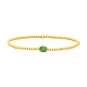 2MM Signature Bracelet with 14K Emerald Bean Yellow Gold Filled Bracelet