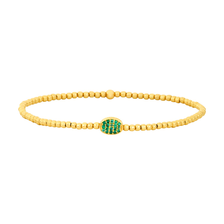 2MM Signature Bracelet with 14K Emerald Bean-Yellow Gold Filled Bracelet-Karen Lazar Design-5.75-Yellow Gold-Karen Lazar Design