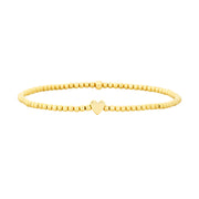 2MM Signature Bracelet with 14K Heart Bead Yellow Gold Filled Bracelet