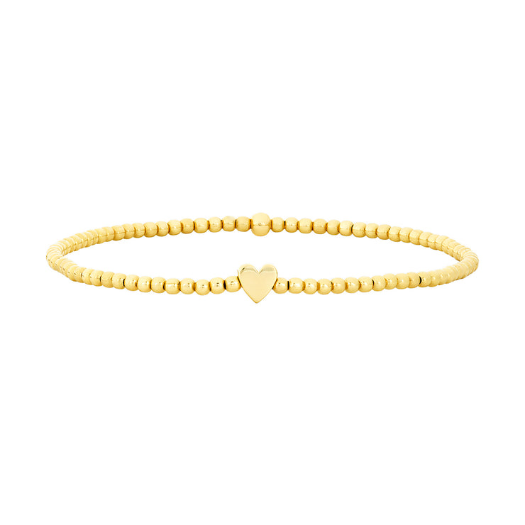 2MM Signature Bracelet with 14K Heart Bead Yellow Gold Filled Bracelet