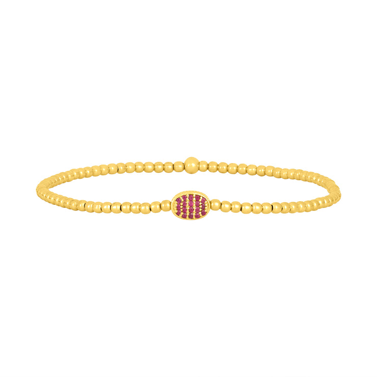 2MM Signature Bracelet with 14K Ruby Bean Yellow Gold Filled Bracelet