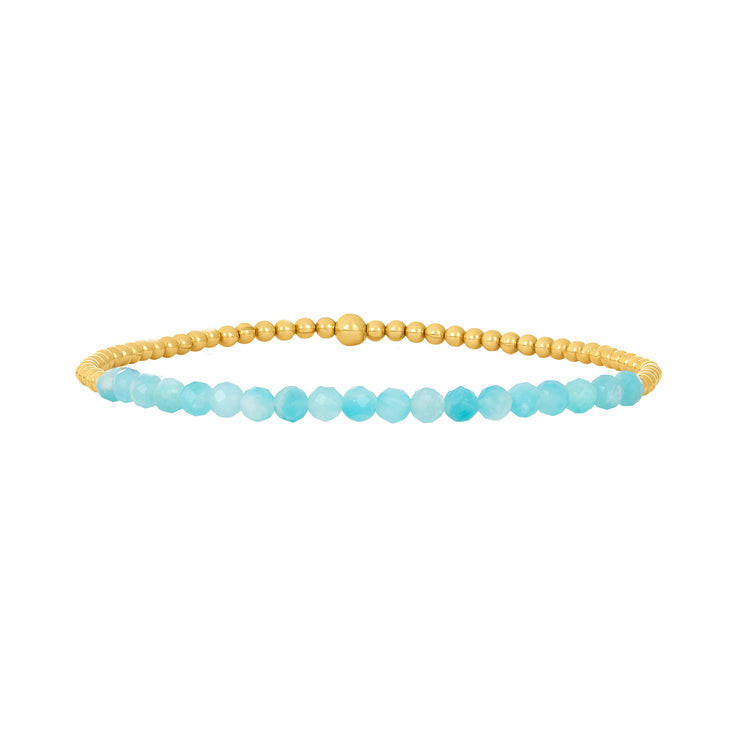 2MM Signature Bracelet with Aqua Amazonite-Yellow Gold Filled Bracelet-Karen Lazar Design-5.75-Yellow Gold-Karen Lazar Design