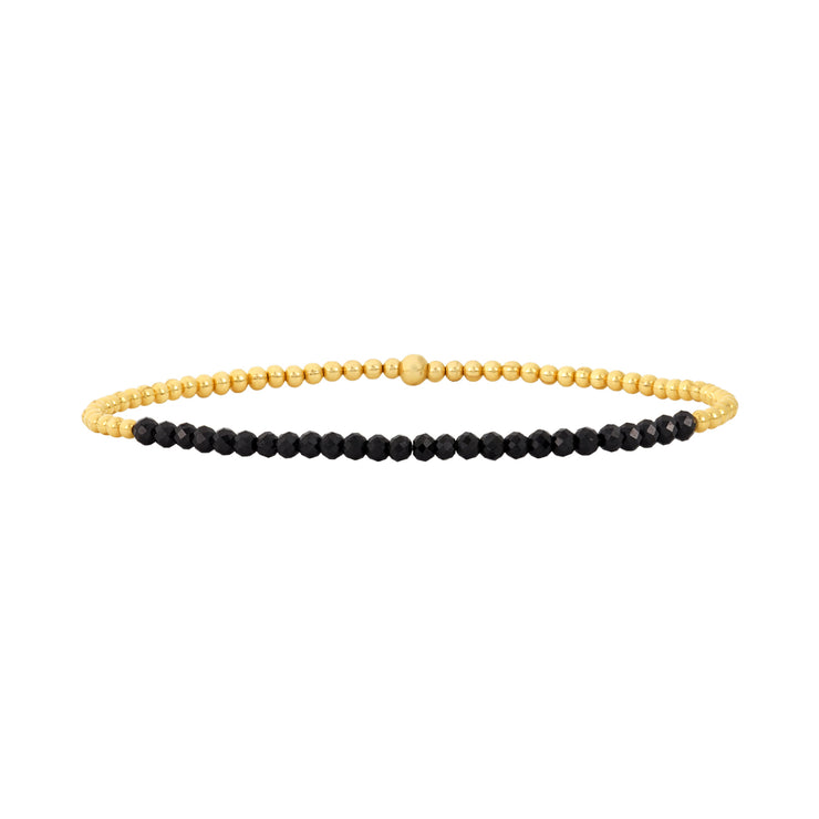2MM Signature Bracelet with Black Spinel-Yellow Gold Filled Bracelet-Karen Lazar Design-5.75-Yellow Gold-Karen Lazar Design