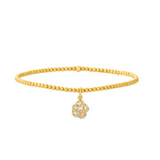 2MM Signature Bracelet with 14K Diamond Camelia Flower Charm Gold Filled Bracelet with Diamond
