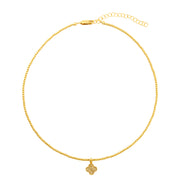 2MM Signature Necklace with 14K Gold Diamond Clover Charm Yellow Gold Filled Bracelet with Diamonds