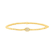 2MM Signature Bracelet with 14K Diamond Bean-Gold Filled Bracelet with Diamond-Karen Lazar Design-5.75-Yellow Gold-Karen Lazar Design