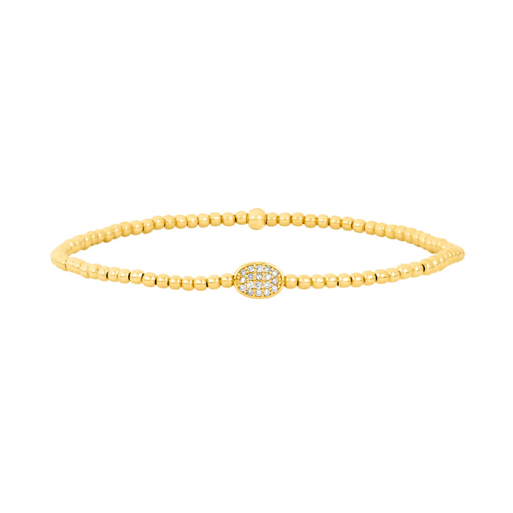 2MM Signature Bracelet with 14K Diamond Bean-Gold Filled Bracelet with Diamond-Karen Lazar Design-5.75-Yellow Gold-Karen Lazar Design