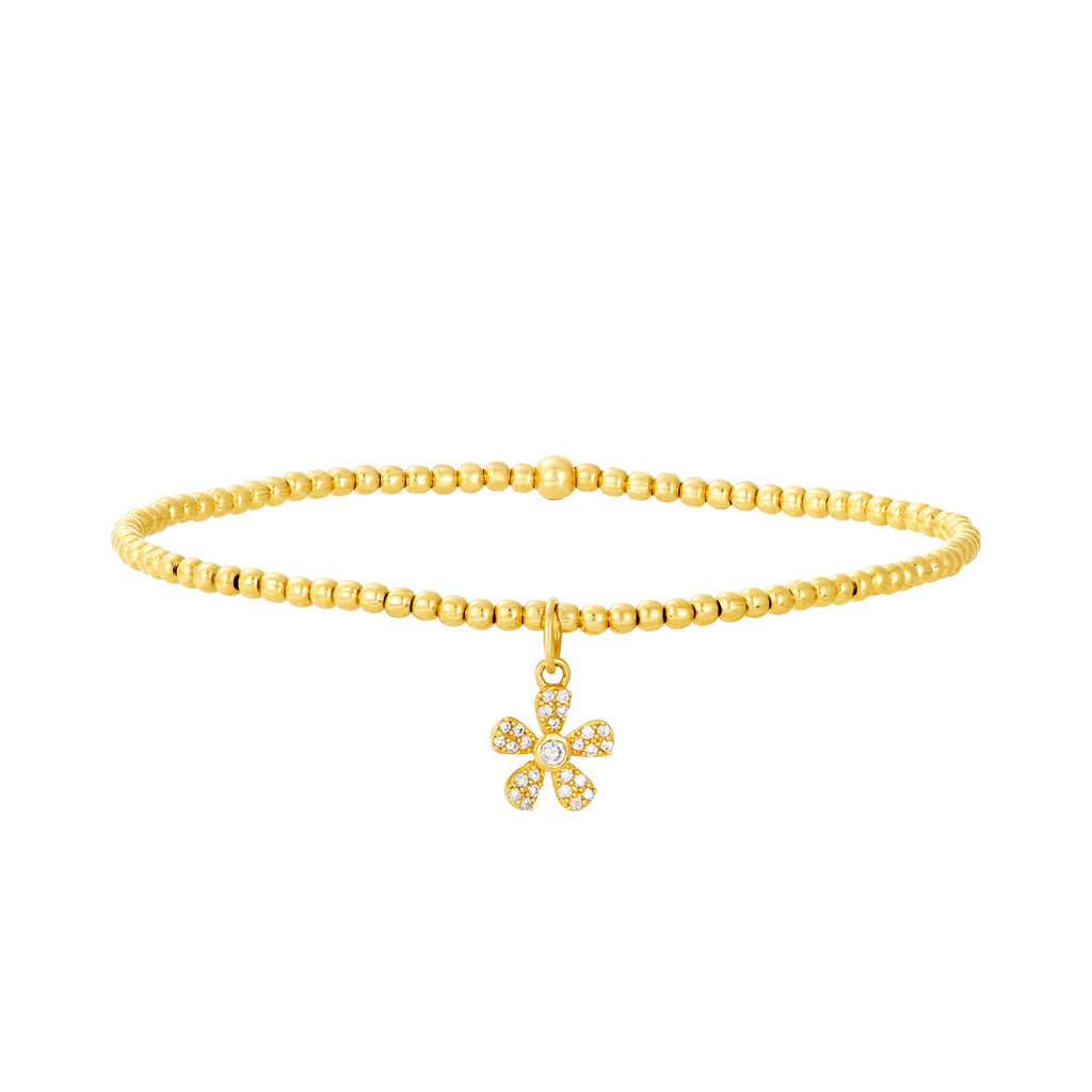 2MM Signature Bracelet with 14K Gold Diamond Bead