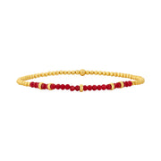 2MM Signature Bracelet with Coral and Rondelles-Karen Lazar Design-5.75-Yellow Gold-Karen Lazar Design