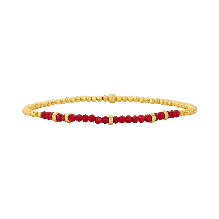 2MM Signature Bracelet with Coral and Rondelles-Karen Lazar Design-5.75-Yellow Gold-Karen Lazar Design