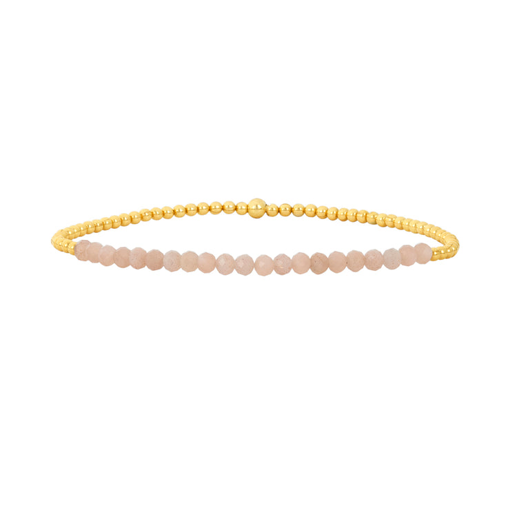 2MM Signature Bracelet with Nude Moonstone Yellow Gold Filled Bracelet