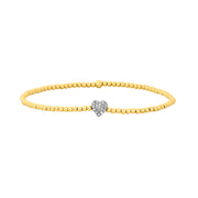 2MM Signature Bracelet with Sterling Silver Oxidized Diamond Heart Bead-Yellow Gold Filled Bracelet-Karen Lazar Design-5.75-Yellow Gold-Karen Lazar Design