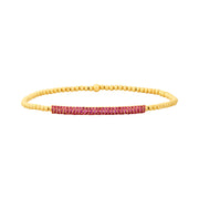2MM Signature Bracelet with 14K Pink Sapphire Bar Yellow Gold Filled Bracelet
