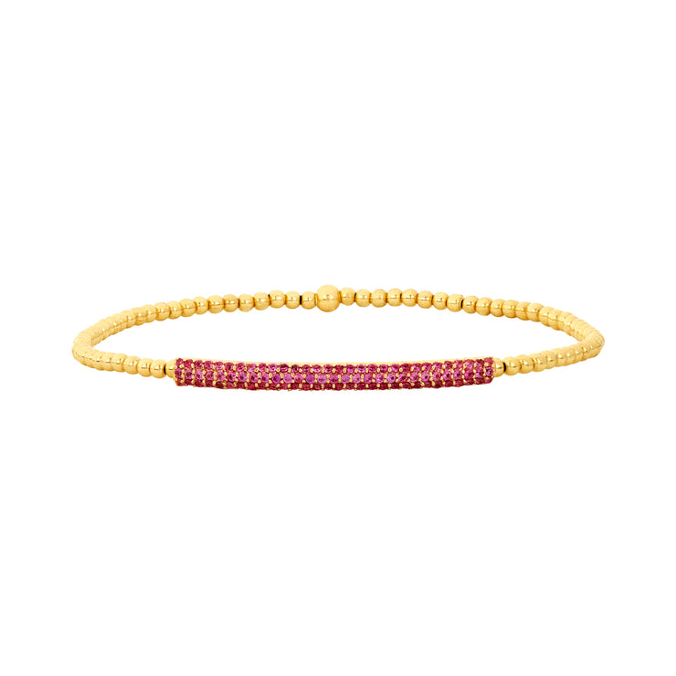 2MM Signature Bracelet with 14K Pink Sapphire Bar-Yellow Gold Filled Bracelet-Karen Lazar Design-5.75-Yellow Gold-Karen Lazar Design