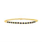 2MM Signature Bracelet with Black Spinel Gold Pattern Yellow Gold Filled Bracelet