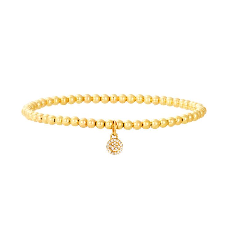 3MM Signature Bracelet With 14K Smiley Face Charm-Gold Filled Bracelet with Diamond-Karen Lazar Design-5.75-Yellow Gold-Karen Lazar Design
