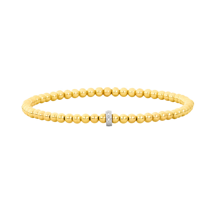 3MM Signature Bracelet with 14K Diamond Rondelle-Gold Filled Bracelet with Diamond-Karen Lazar Design-5.75-Yellow Gold-Karen Lazar Design