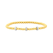 3MM Signature Bracelet with 3 14K Diamond Rondelles-Karen Lazar Design-5.75-Yellow Gold-Karen Lazar Design