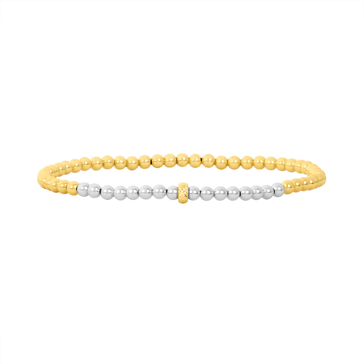 3MM Yellow Gold Filled Bracelet with 3MM Sterling Silver and 14K Gold Rondelle