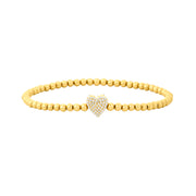 3MM Signature Bracelet with Black and Champagne Diamond Heart Bead-Yellow Gold Filled Bracelet-Karen Lazar Design-5.75-Yellow Gold-Karen Lazar Design