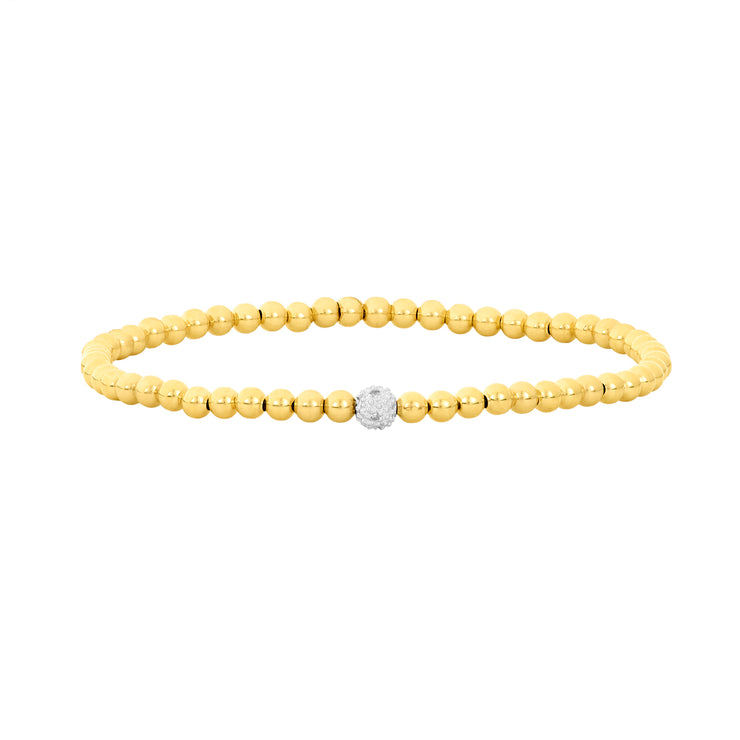 3MM Signature Bracelet with 14K Diamond Bead-Gold Filled Bracelet with Diamond-Karen Lazar Design-5.75-Yellow Gold-Karen Lazar Design