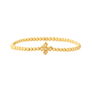 3MM Signature Bracelet with 14K Diamond Cross Bead-Gold Filled Bracelet with Diamond-Karen Lazar Design-5.75-Yellow Gold-Karen Lazar Design