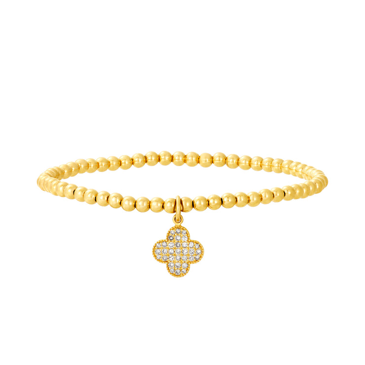 3MM Signature Bracelet with 14K Diamond Clover Charm-Yellow Gold Filled Bracelet-Karen Lazar Design-5.75-Yellow Gold-Karen Lazar Design