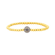 3MM Signature Bracelet With Sterling Silver Oxidized Diamond And Sapphire Evil Eye Yellow Gold Filled Bracelet