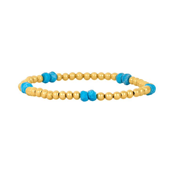 3MM Signature Bracelet with Turquoise Pattern Gold Filled Bracelet