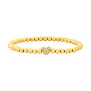 4MM Signature Bracelet with 14K Diamond Heart Bead-Gold Filled Bracelet with Diamond-Karen Lazar Design-5.75-Yellow Gold-Karen Lazar Design