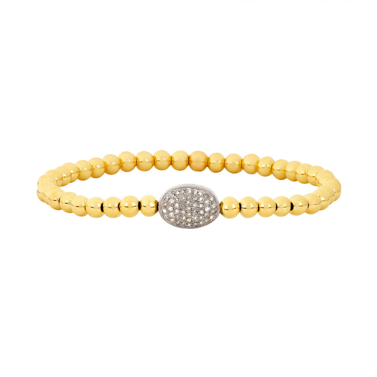 4MM Signature Bracelet with Sterling Silver Oxidized Diamond Bean-Gold Filled Bracelet with Diamond-Karen Lazar Design-5.75-Yellow Gold-Karen Lazar Design