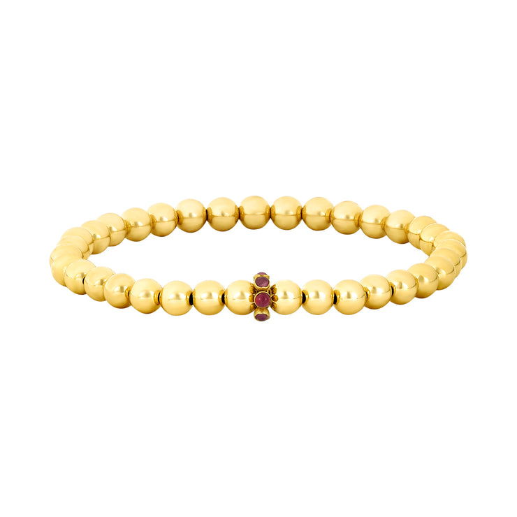 5MM Signature Bracelet with 14k Ruby Rondelle-Gold Filled Bracelet with Diamond-Karen Lazar Design-5.75-Yellow Gold-Karen Lazar Design